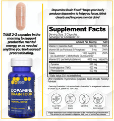 NATURAL STACKS Dopamine label close-up with transparent ingredient listing