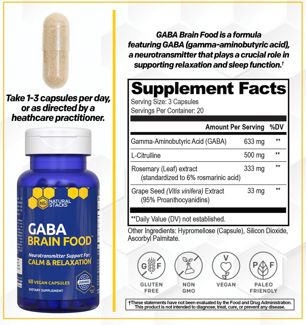 Natural Stacks GABA Brain Food ingredients L-citrulline supports balance