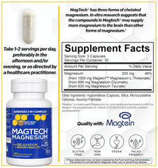 Natural Stacks MagTech capsules closeup emphasizes triple magnesium blend for better absorption.