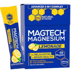 Natural Stacks MagTech magnesium drink mix in tub for daily relaxation and cognitive support