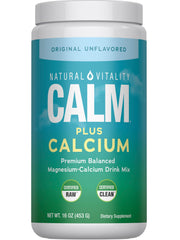 Natural Vitality CALM bottle with magnesium drink mix for a calming moment.