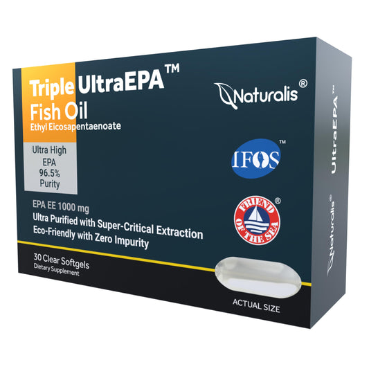 Naturalis UltraEPA bottle front may support heart health with sustainable packaging.