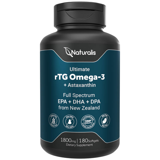Naturalis Ultimate rTG Omega-3 bottle showing full-spectrum omega-3 benefits