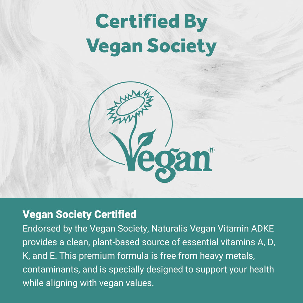 Naturalis Vegan ADKE softgel closeup reveals smooth, oil-rich capsule.
