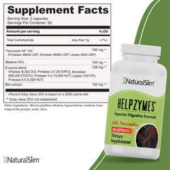NaturalSlim Helpzymes capsules pack ready for meals, offering convenient enzyme support on the go.