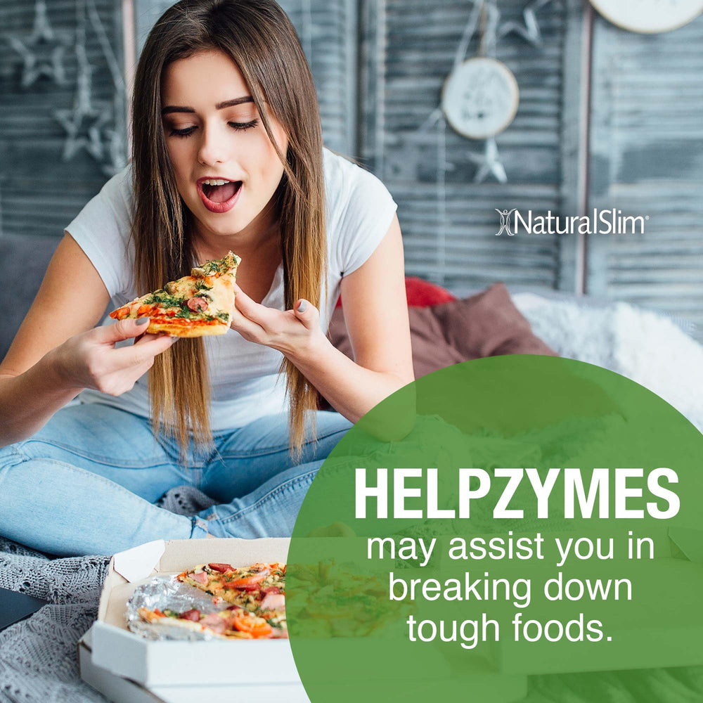 NaturalSlim Helpzymes ingredients panel highlighting pancreatin and bromelain