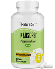 NaturalSlim Kadsorb bottle front shows easy to swallow capsules for daily electrolyte balance