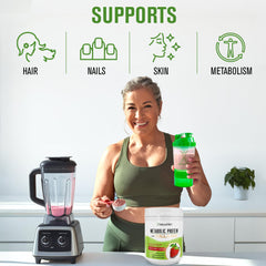 Creamy NaturalSlim shake prepared from the protein powder, showcasing smooth texture.