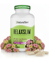 NaturalSlim Relaxslim bottle with capsules showing energy support