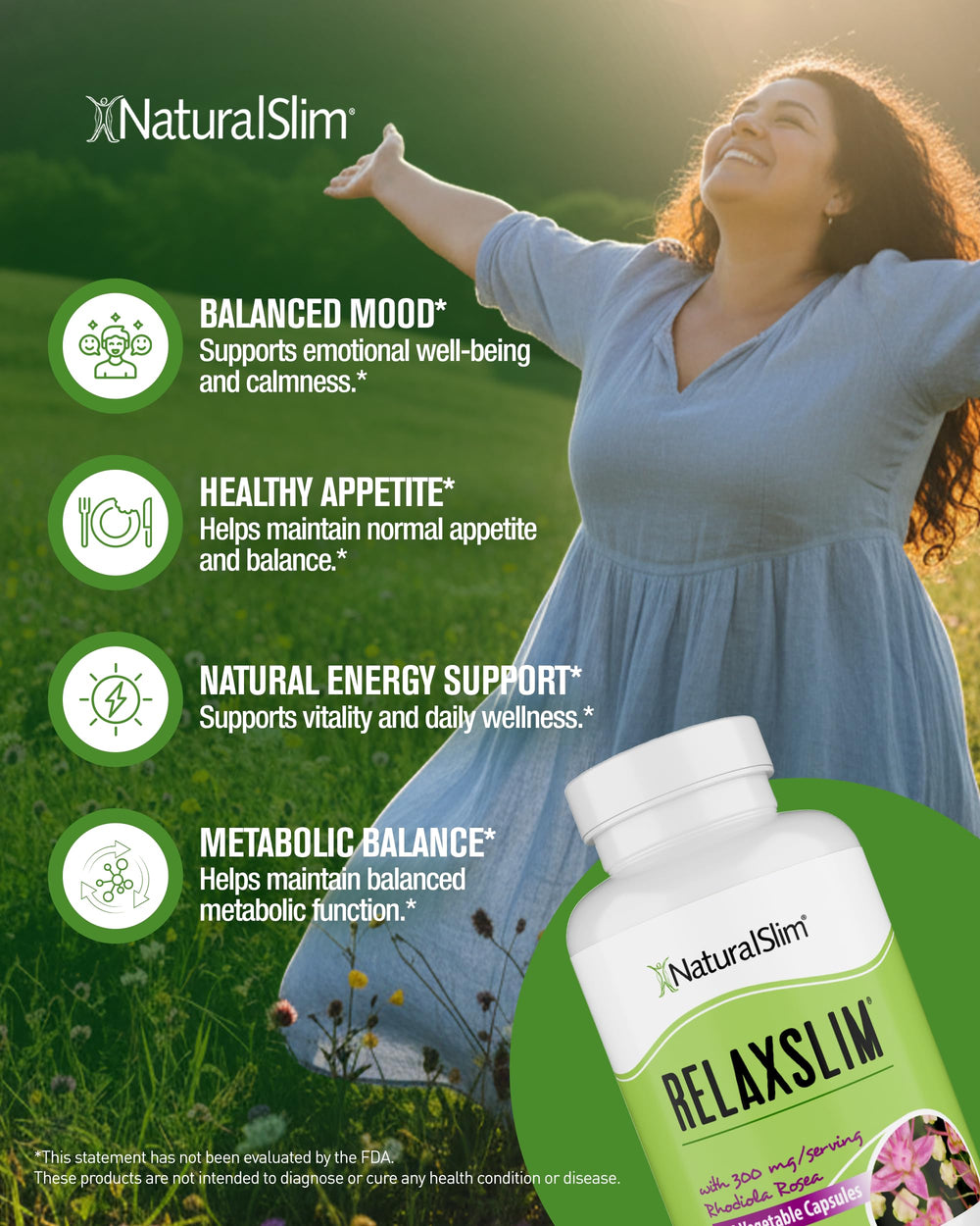 NaturalSlim Relaxslim bottle on kitchen counter for everyday use