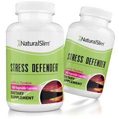 NaturalSlim Stress Defender bottle front for calmer focus during busy days.