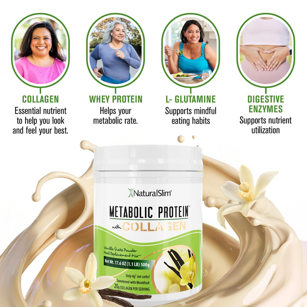 NaturalSlim Vanilla protein shake poured over ice for refreshing hydration