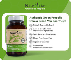 NaturaNectar Green Bee Propolis NSF certified logo indicating safety and quality.