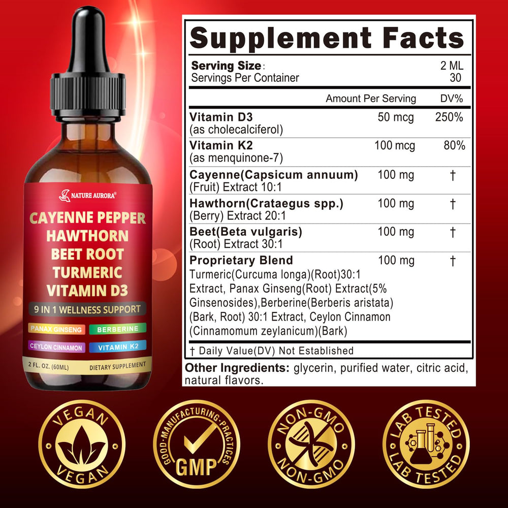 Nature Aurora Cayenne Drops dropper close-up for precise dosing.