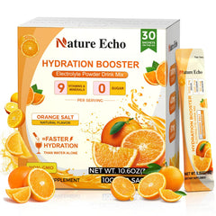 Nature Echo 1000mg electrolyte packets, bottle pour, fast hydration for intense workouts