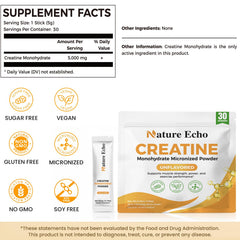 Nature Echo Creatine Monohydrate vegan gluten-free formula for clean nutrition.