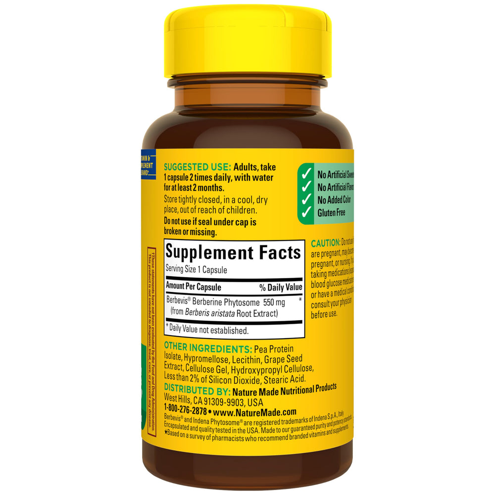 Nature Made Berberine Phytosome supports metabolism-friendly daily lifestyle.