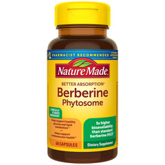 Nature Made Berberine Phytosome bottle highlighting better absorption for daily wellness.