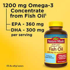 Side view of Nature Made Burp Less Omega-3 bottle and label.