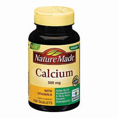 Nature Made Calcium 500 mg with Vitamin D tablets bottle supports bone health and absorption