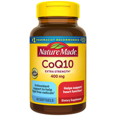 Nature Made CoQ10 400 mg softgels bottle for daily heart health support.