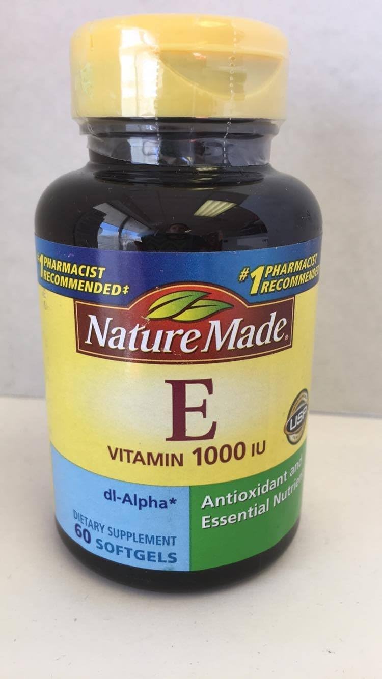 Nature Made dl-Alpha Vitamin E 1000 IU softgels bottle for daily use and convenience