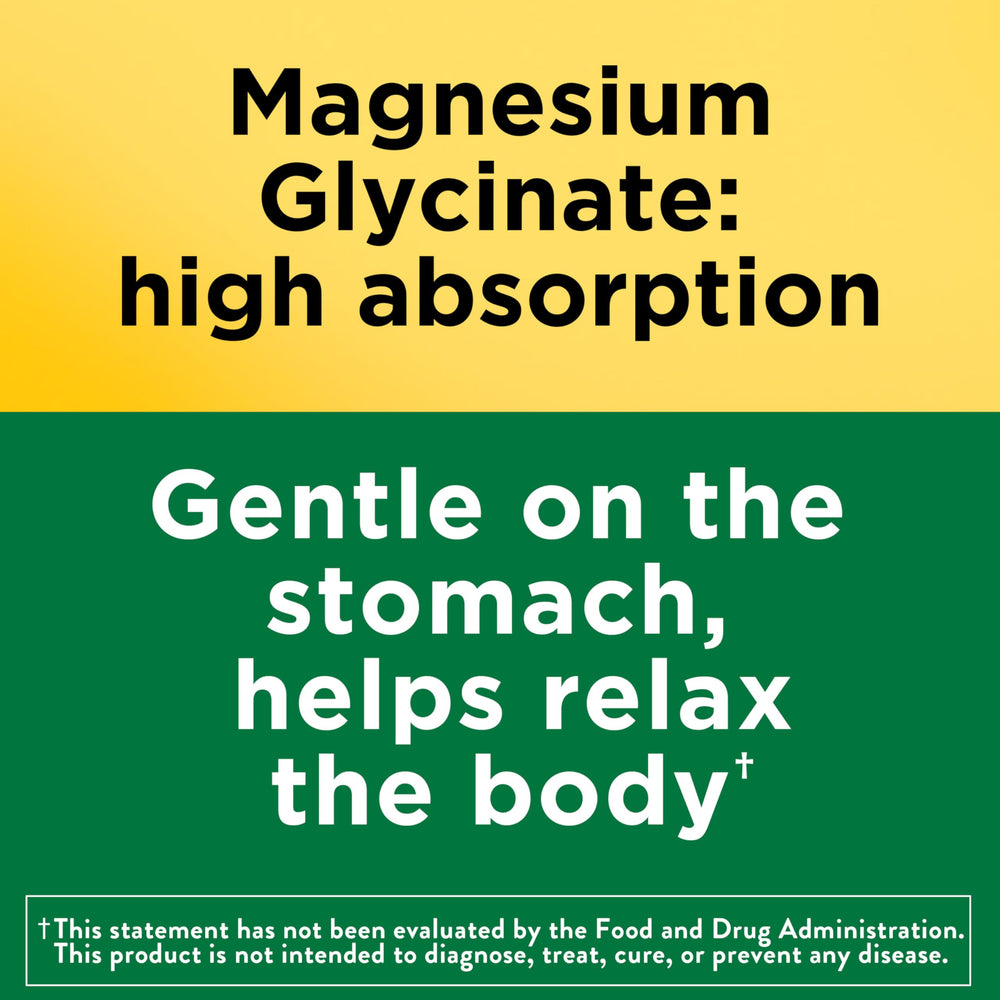 Nature Made Magnesium Glycinate bottle on kitchen counter ready for daily use.