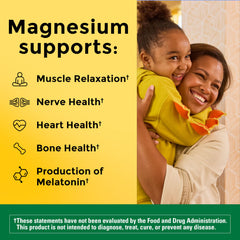 Nature Made Magnesium Glycinate capsules closeup highlighting chelated, high-absorption formula.