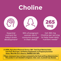 Nature Made Folic Acid in prenatal vitamins supports nervous system development.