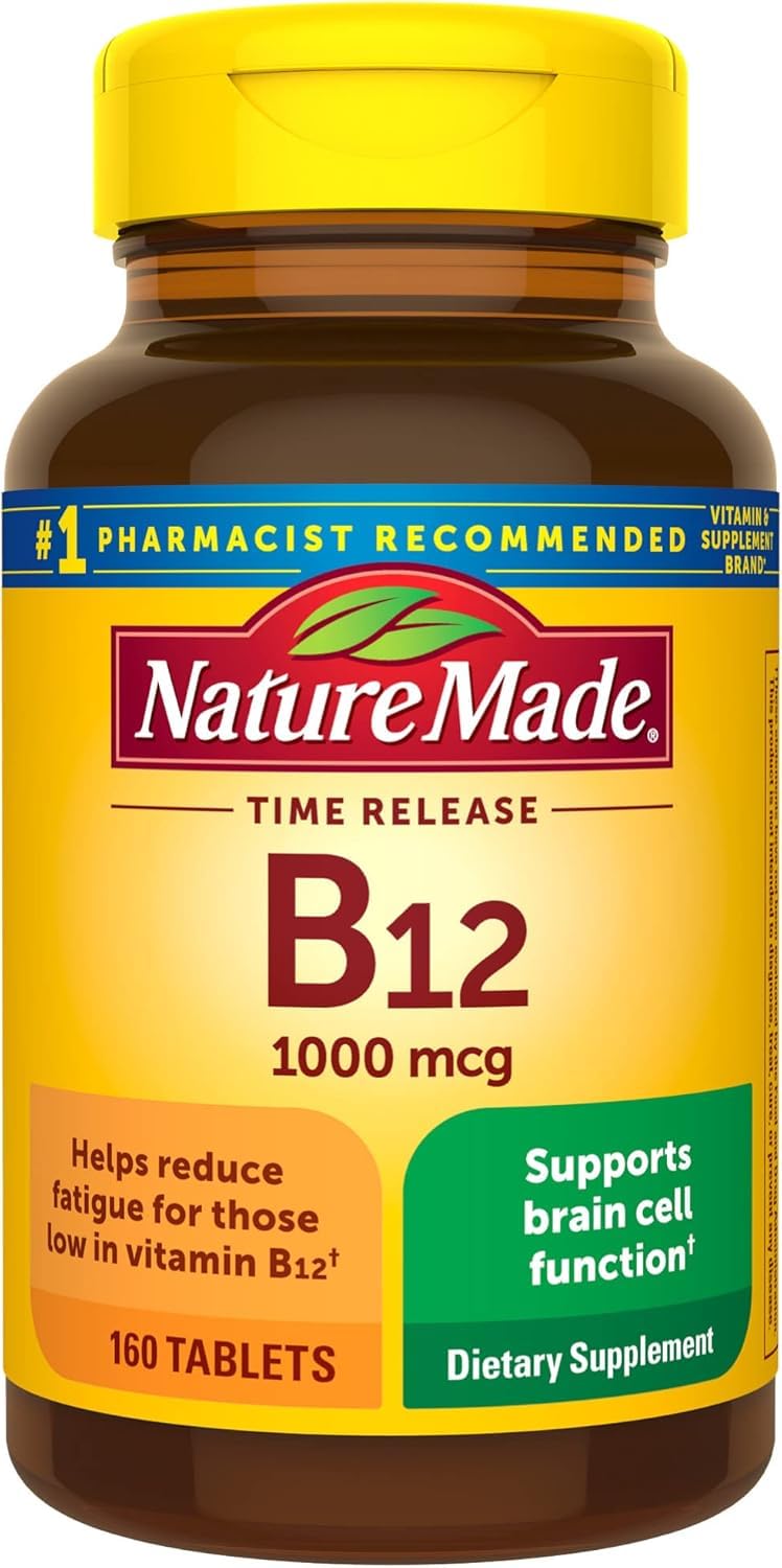 Nature Made Vitamin B-12 1000 mcg Timed Release tablets front view for daily supplement routine