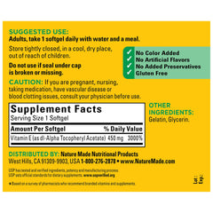 Nature Made Vitamin E multi-pack back panel with directions