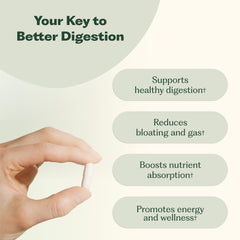 Nature M.D. Enzyme 365 ingredients blend highlights plant-based digestion benefits.