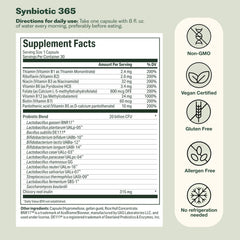 Nature M.D. Synbiotic 365 lifestyle shot showing 30 servings packaging.