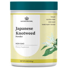Nature Restore Japanese Knotweed Powder jar shows premium supplement packaging