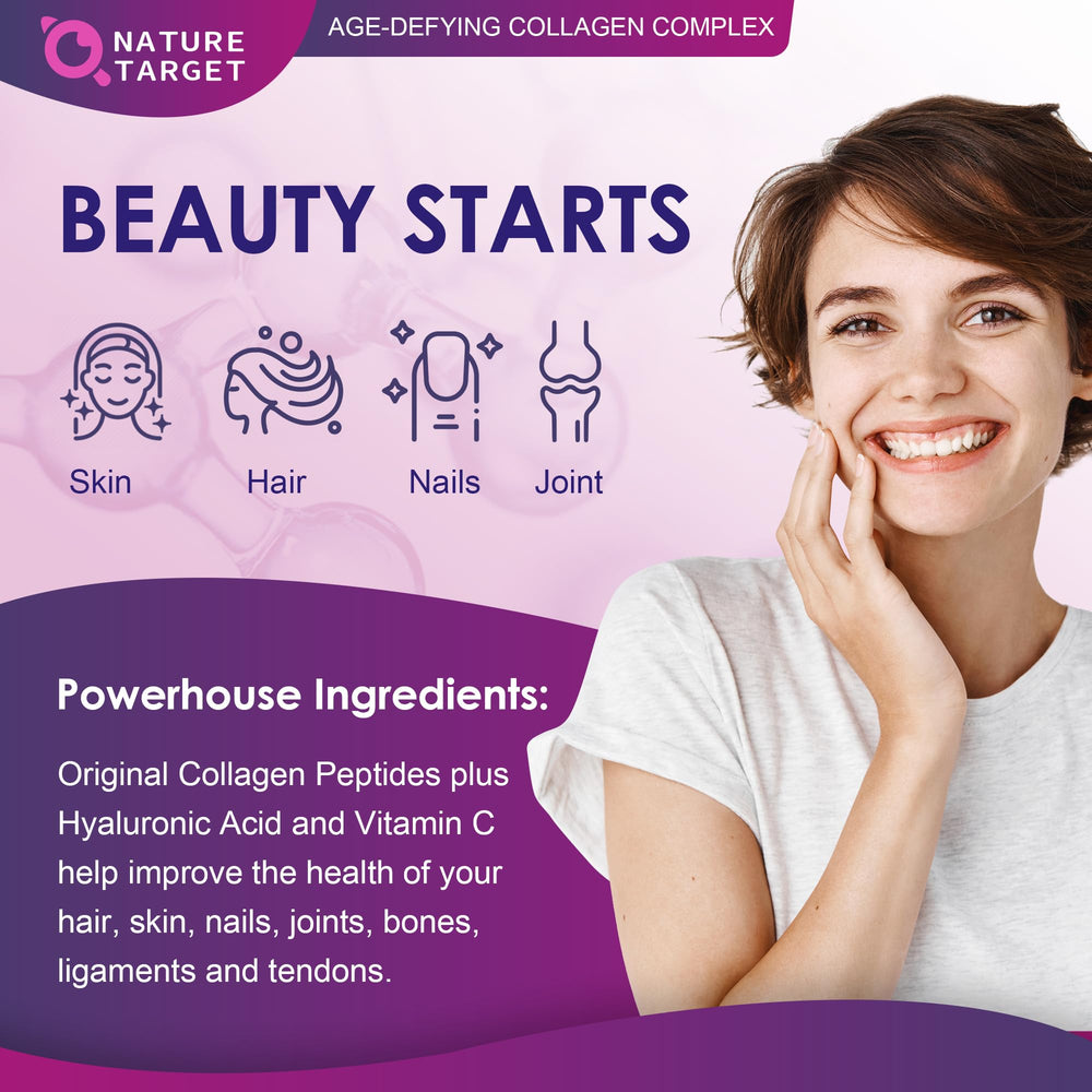 Nature Target Hydrolyzed Collagen Powder—dissolves without clumps in drinks.