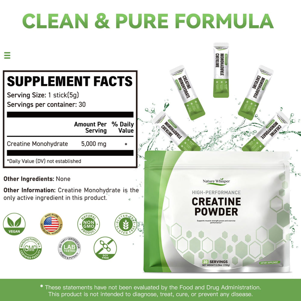 Nature Whisper Creatine portable sticks provide precise dosing for training sessions