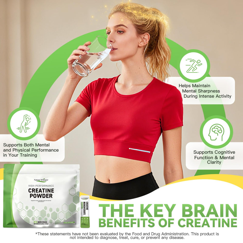 Nature Whisper Creatine unflavored powder blends into yogurt or beverages without altering taste