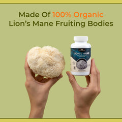 Naturealm Lion's Mane packaging details and 30-day supply label.