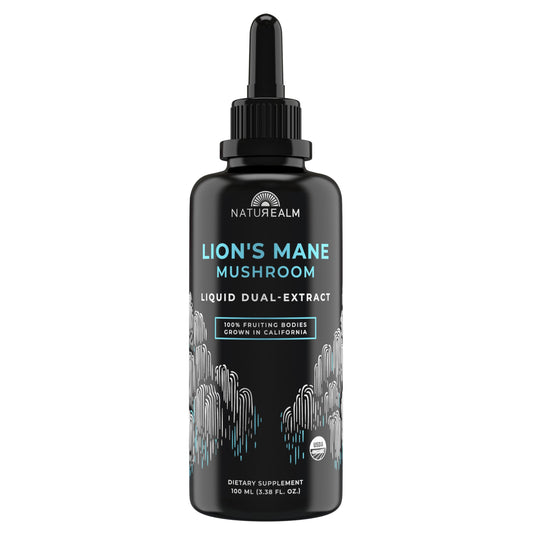Naturealm Lion’s Mane tincture bottle for daily focus
