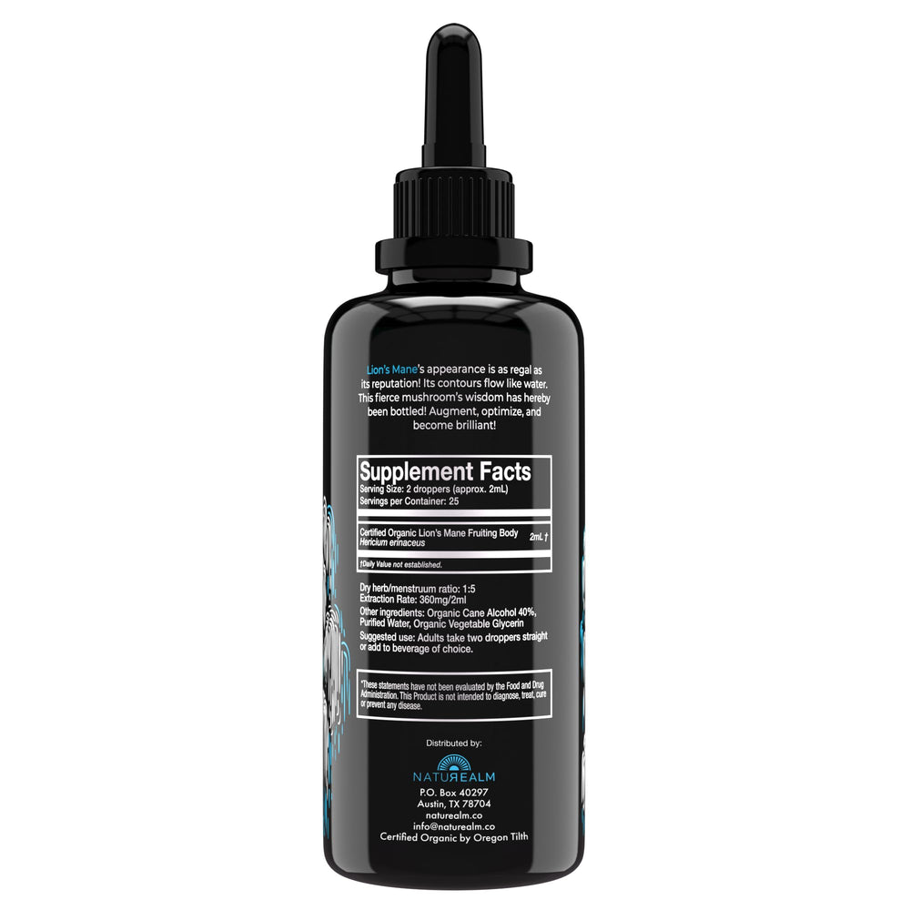 Naturealm Lion’s Mane tincture dropper for precise dosing