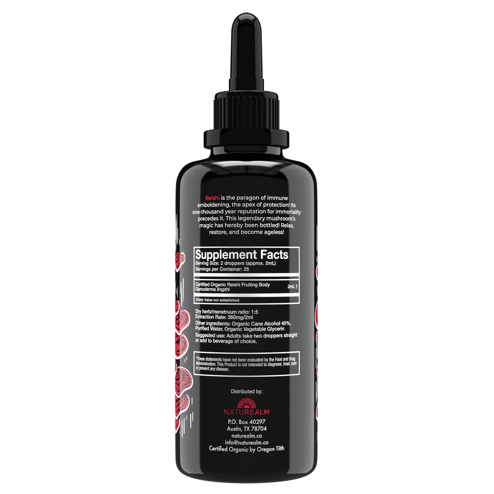 Naturealm Reishi tincture pour stream for easy dosing and relaxation