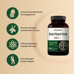 NatureBell Berberine 500mg capsules in vegan form for plant-based wellness