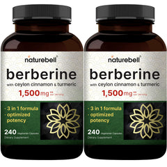 NatureBell Berberine bottle pour highlights a 3-in-1 blend for daily wellness