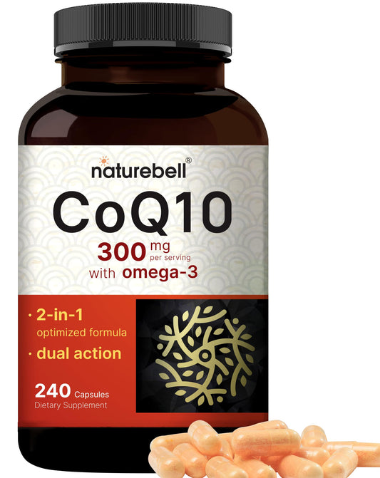 NatureBell CoQ10 300mg bottle for daily energy support.