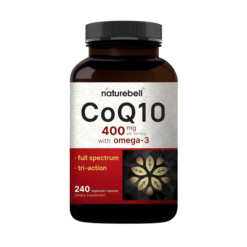 NatureBell CoQ10 400mg con Omega-3: cápsulas en bote para energía diaria
