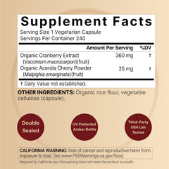 NatureBell Cranberry Acerola capsules closeup highlighting vegetarian capsules.