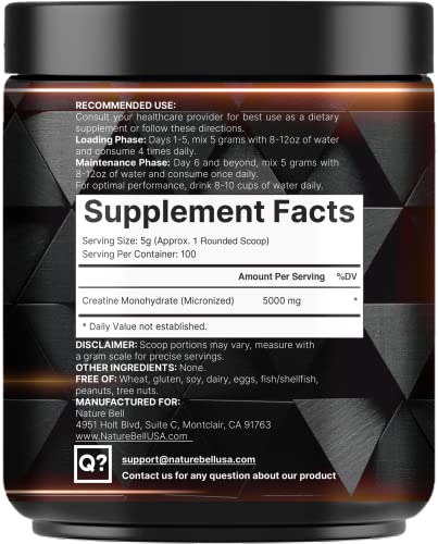 NatureBell micronized creatine monohydrate powder with smooth texture