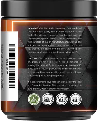 NatureBell creatine monohydrate unflavored powder ideal for easy mixing with beverages