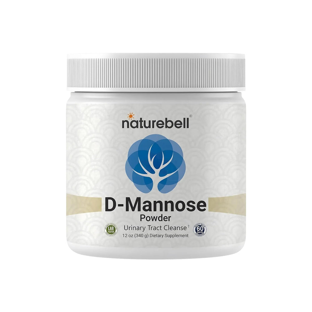 NatureBell D-Mannose Powder bottle shows pure, filler-free formula for daily use