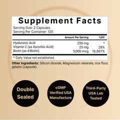 NatureBell hyaluronic acid 2-pack capsules close-up highlighting 3-in-1 formula for hydration.